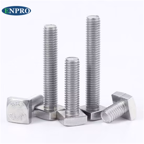 Perno de cabeza cuadrada plana con rosca M6 de 4 pernos cuadrados de acero inoxidable de acero al carbono
